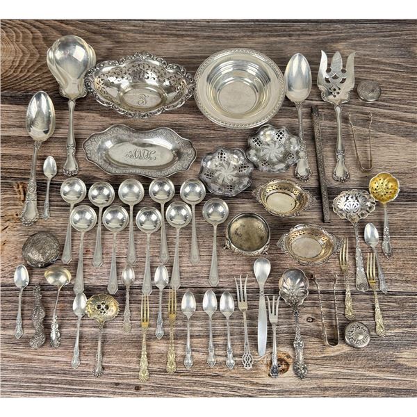 Large Group of Sterling Silverware and Dishes