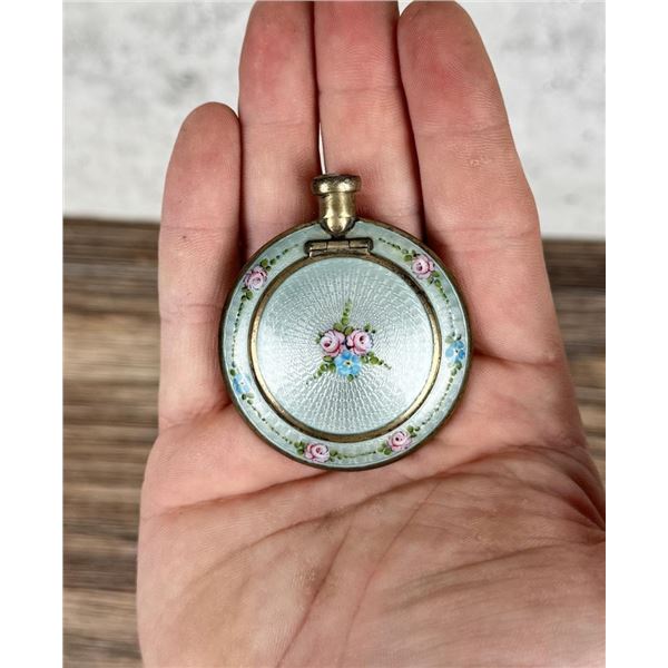 Art Deco Guilloche Enamel Sterling Compact