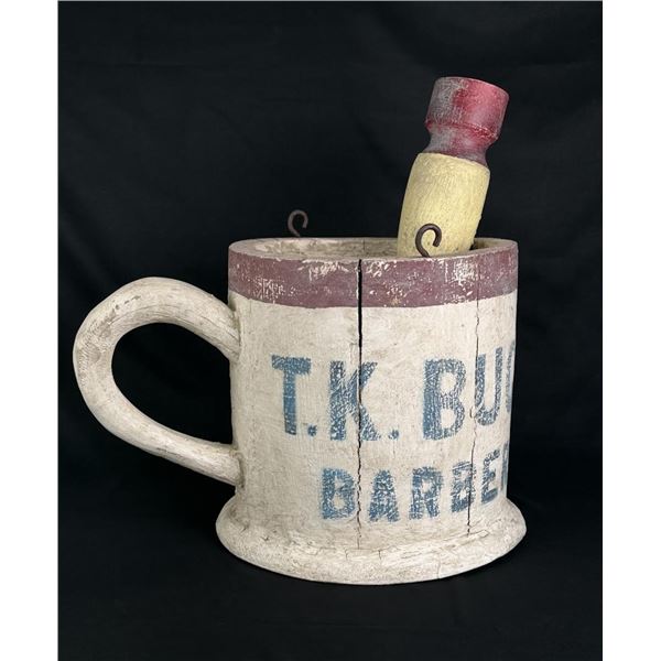 T.K. Buck Occupational Wood Barber Trade Sign