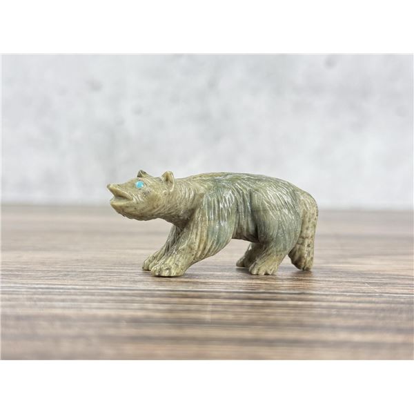 Zuni Carved Green Serpentine Wolf Fetish