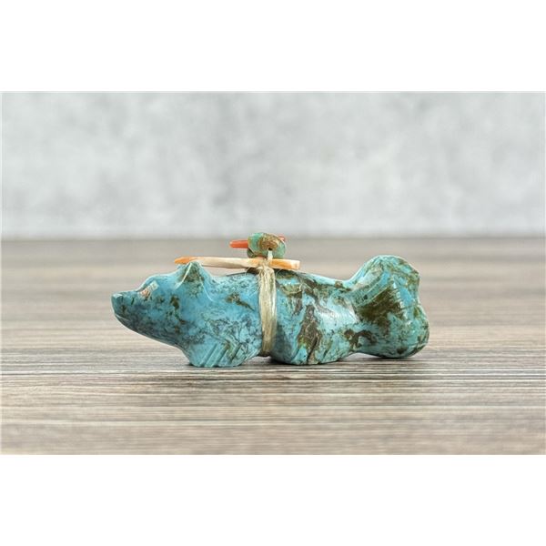 Taylor Gia Zuni Carved Turquoise Wolf Fetish