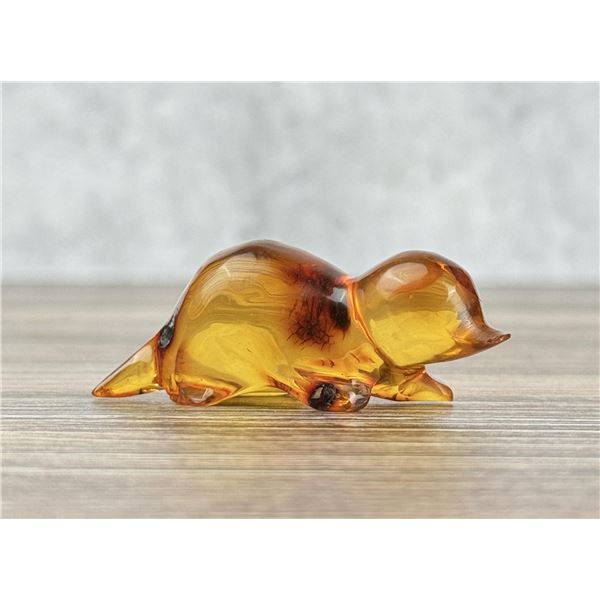 Zuni Carved Amber Mole Fetish