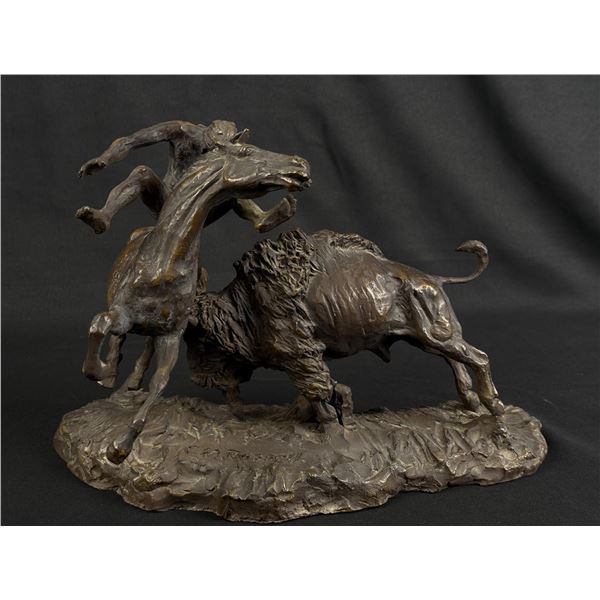 Charles M Russell Buffalo Hunt Bronze