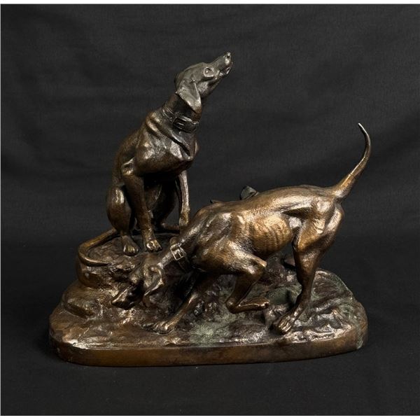 Pierre Jules Mene Hunting Dogs Bronze