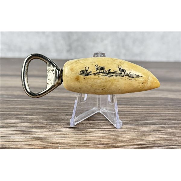 Alaskan Inuit Eskimo Scrimshaw Bottle Opener