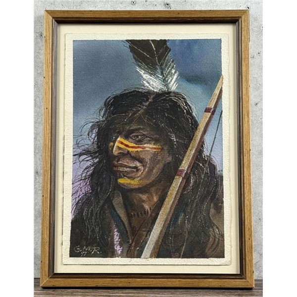 Watercolor Indian Warrior Painting
