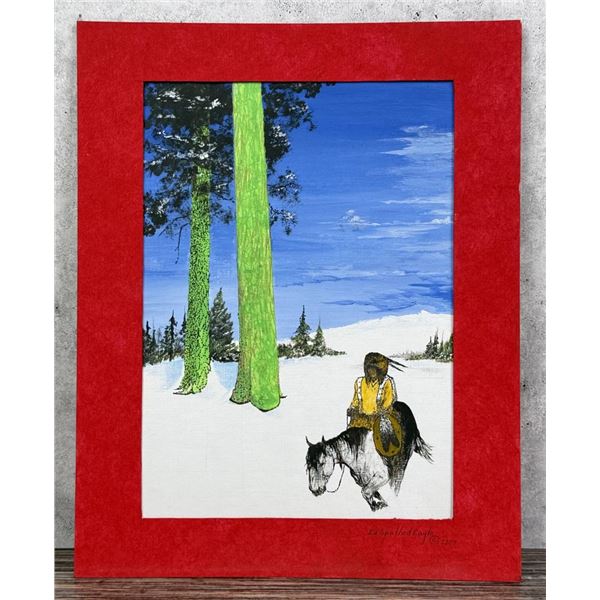 Ed Spotted Eagle Indian Oil Painting