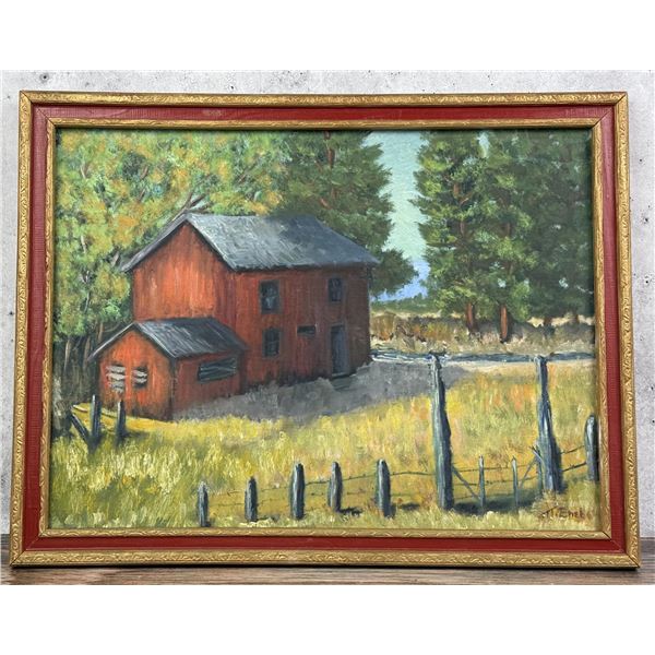 Montana Oil on Board Farm Painting