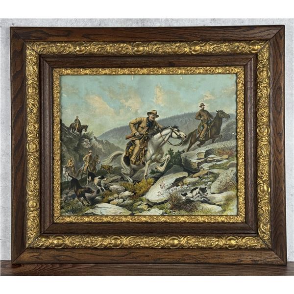 Teddy Roosevelt Bear Hunting Lithograph