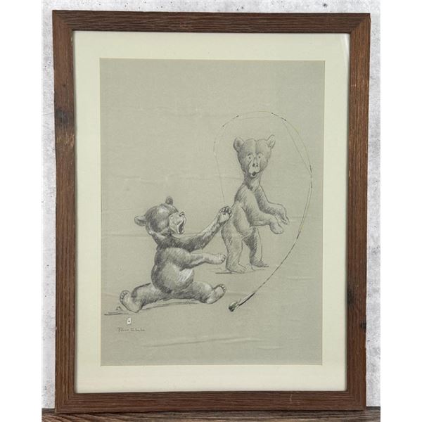 Ace Powell Black Bear Cubs Pastel Drawing