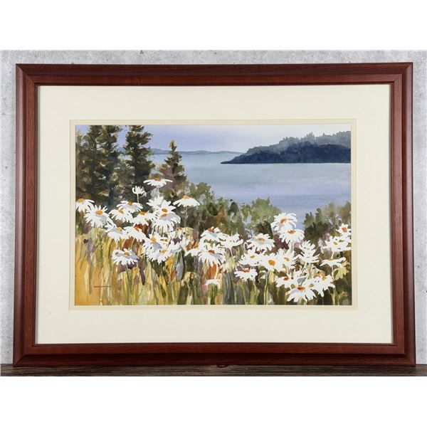 Jeanne Davis Field of Daisies Watercolor Painting