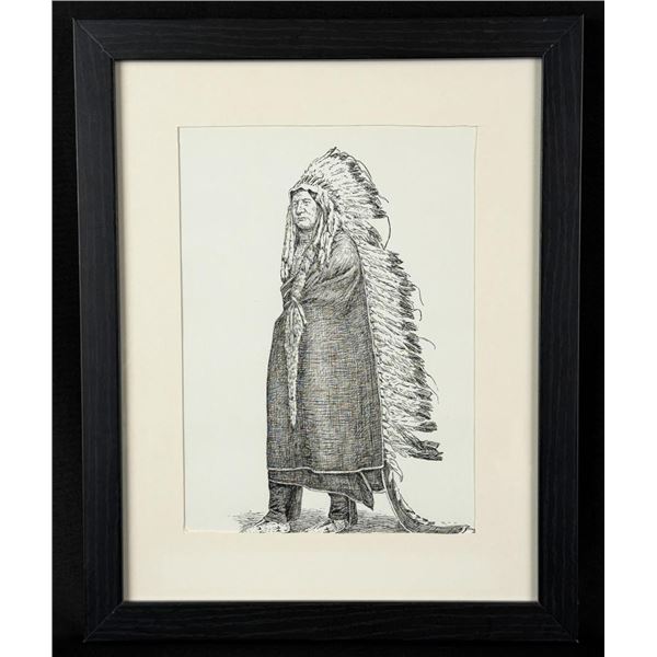 Gary Zaboly Two Moon Indian Drawing