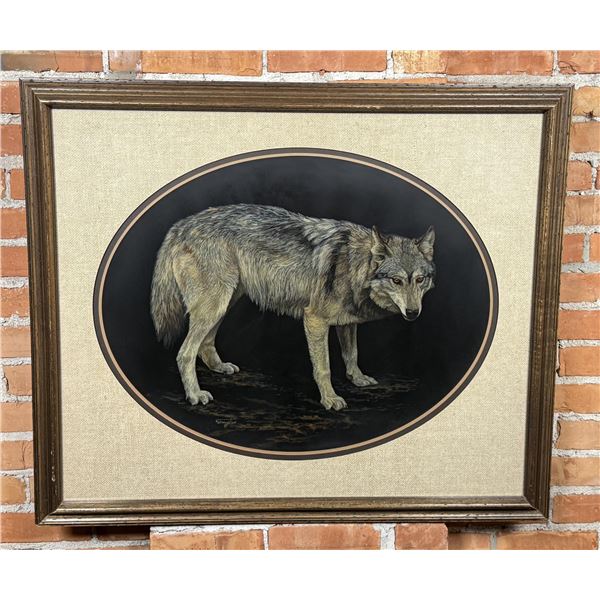 Wilma Tronstad Standing Wolf Scratchboard