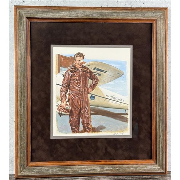 Edward Vebell Wiley Post Watercolor Painting