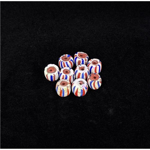 Group of Antique Chevron Indian Trade Beads