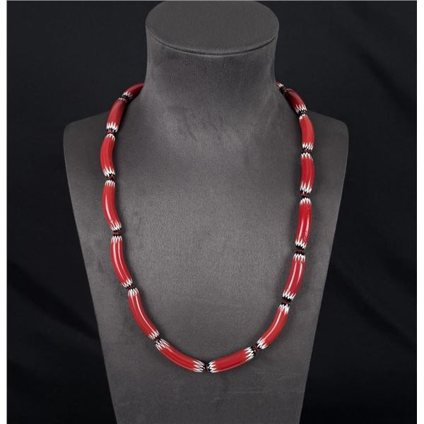 Venetian Red Chevron Elbow Indian Trade Beads