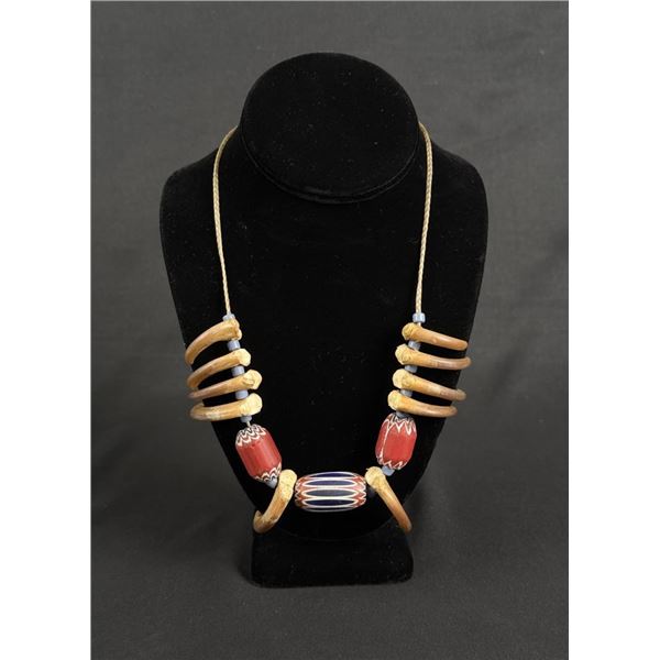 Black Bear Claw and Chevron Indian Trade Bead