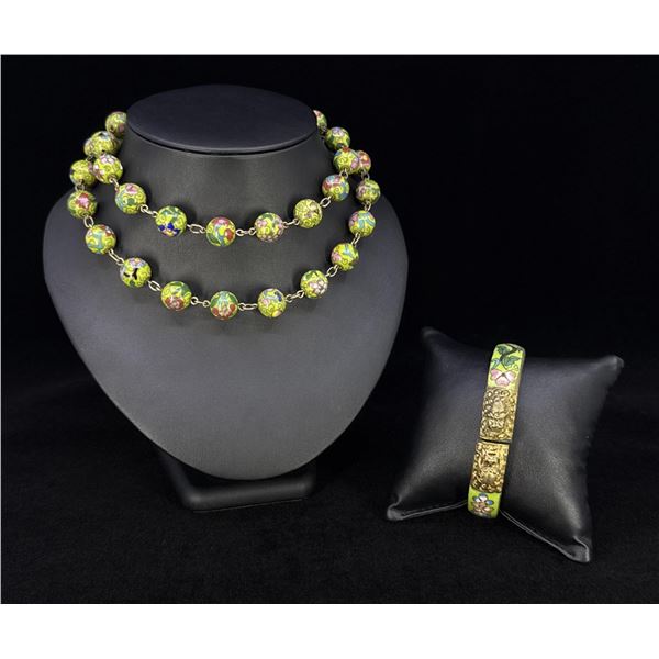 Chinese Cloisonne Bracelet and Necklace