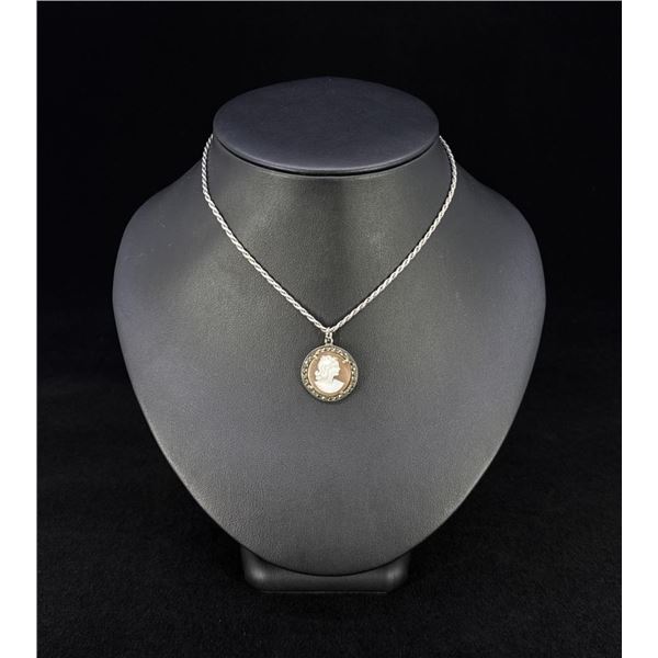 Sterling Silver Shell Cameo Necklace