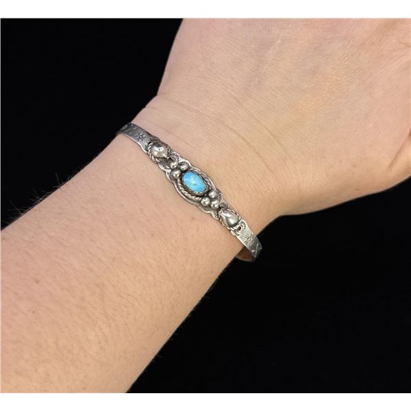 Old Pawn Navajo Sterling Silver Turquoise Bracelet