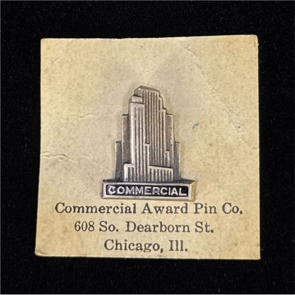 Art Deco Sterling Silver Commercial Building Pin