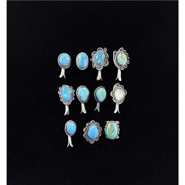 Navajo Sterling Turquoise Squash Blossom Pieces