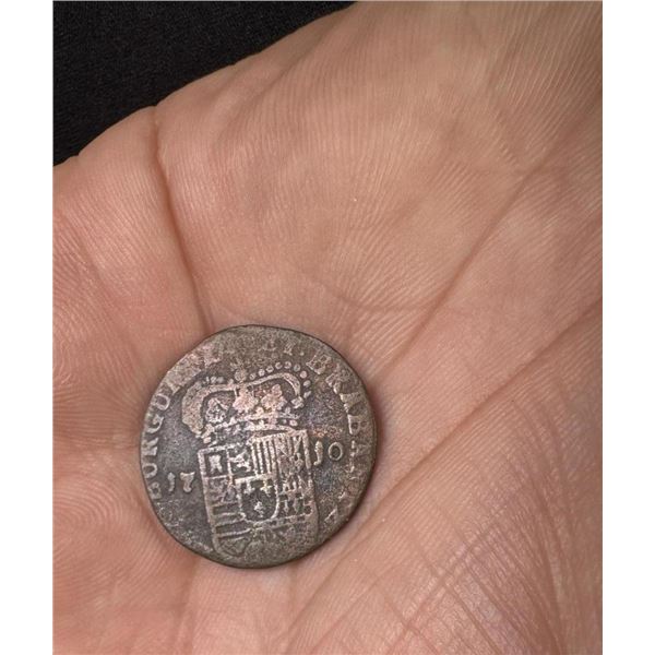 1710 Spanish Netherlands Liard Gulden Coin