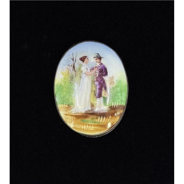 Victorian Hand Painted Porcelain Brooch