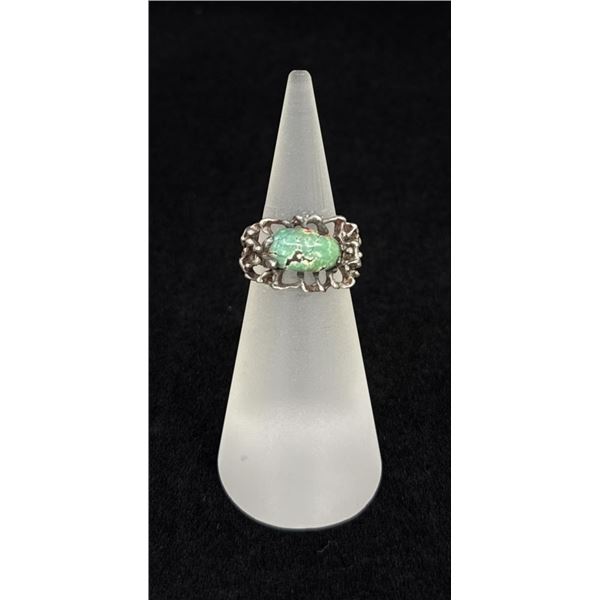 Sterling Silver Turquoise Brutalist Ring