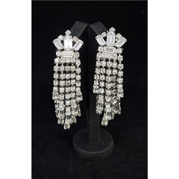 Weiss Costume Rhinestone Dangle Earrings