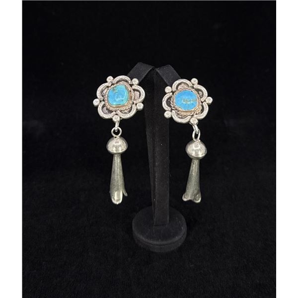 Navajo Sterling Turquoise Cone Drop Earrings