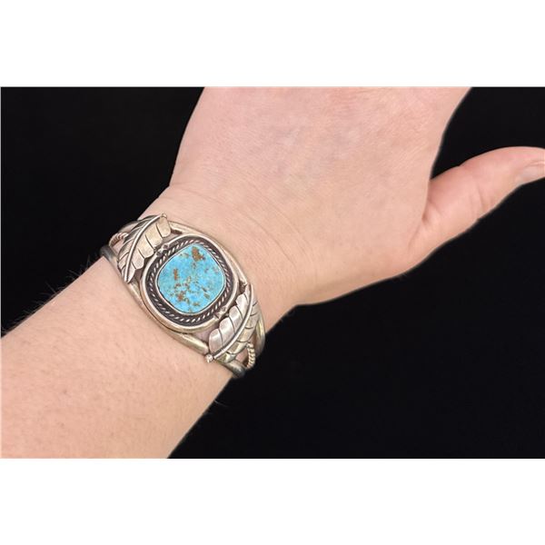 Old Pawn Navajo Sterling Silver Turquoise Bracelet