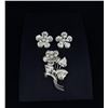 Image 1 : Sterling Silver Floral Brooch and Earrings