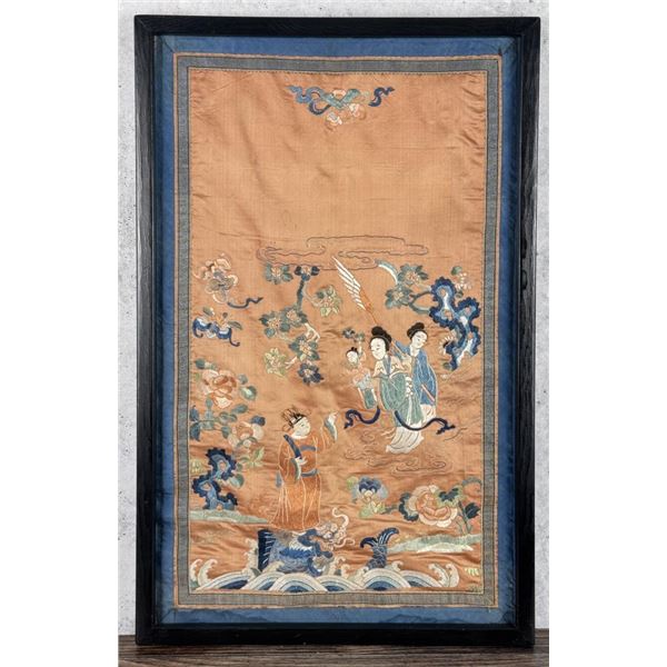 Antique Chinese Embroidered Silk Panel
