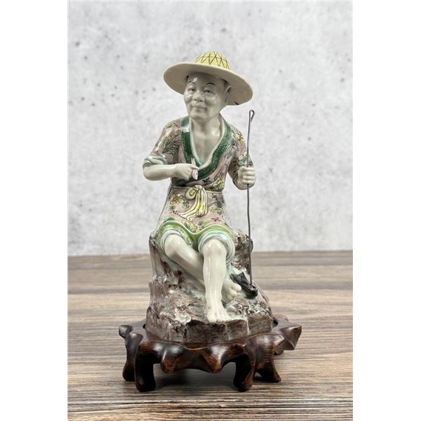 Chinese Porcelain Fisherman Figurine Mudman
