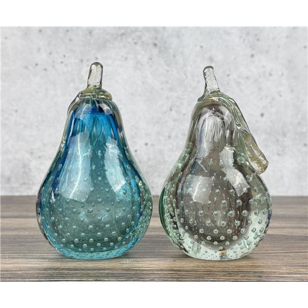 Pair of Murano Art Glass Pear Paperweights
