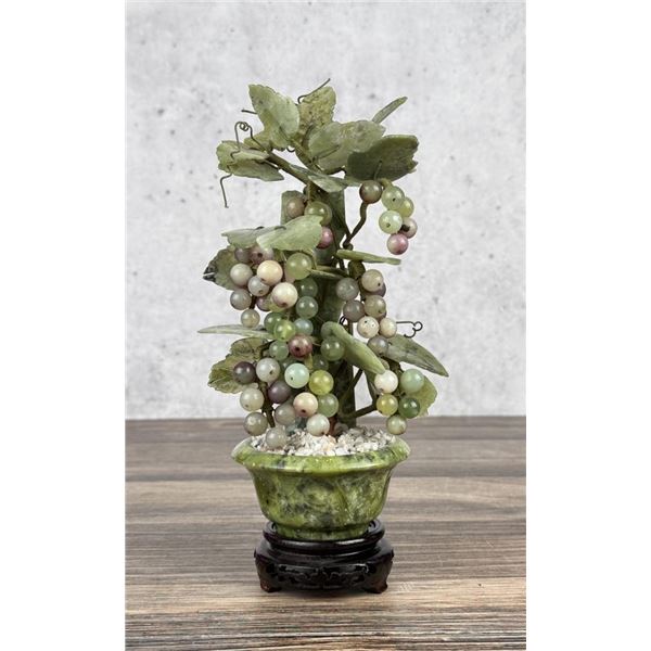 Chinese Jade Carved Grape Vine Bonsai Tree