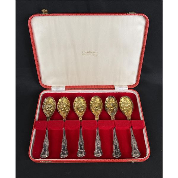 I. Magnin & Co. Gold Toned Berry Spoon Set