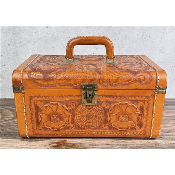 Hand Tooled Leather Vanity Box