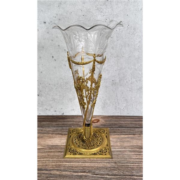 Victorian Cut Glass Bronze Mounted Vase