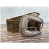 Image 2 : Sterling Silver Cowboy Tooled Leather Belt Buckle
