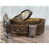 Image 5 : Sterling Silver Cowboy Tooled Leather Belt Buckle