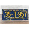 Image 1 : 1951 Montana License Plate