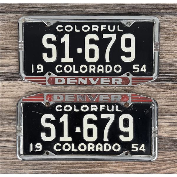 1954 Colorado License Plates Matched Set