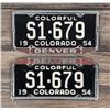 Image 1 : 1954 Colorado License Plates Matched Set