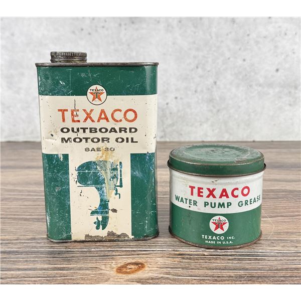 Texaco Outboard Motor Oil Grease Cans