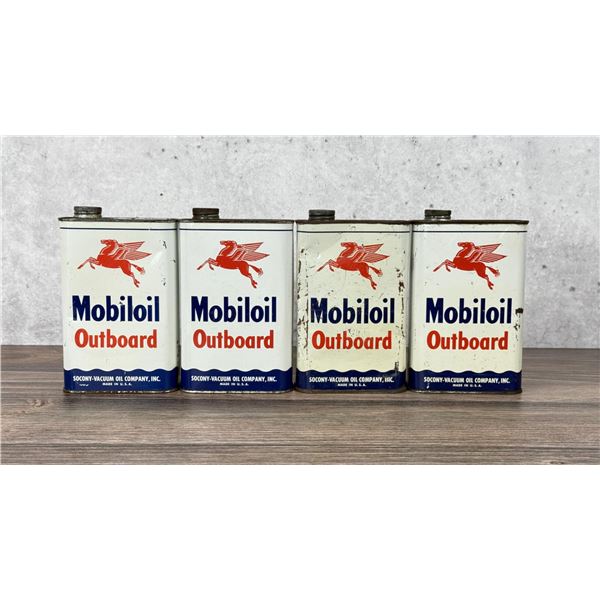 Mobiloil Mobil Pegasus Outboard Motor Oil Cans