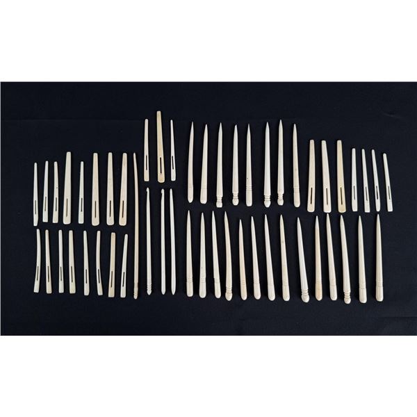 Antique Sailor Made Bone Sewing Awls Needles