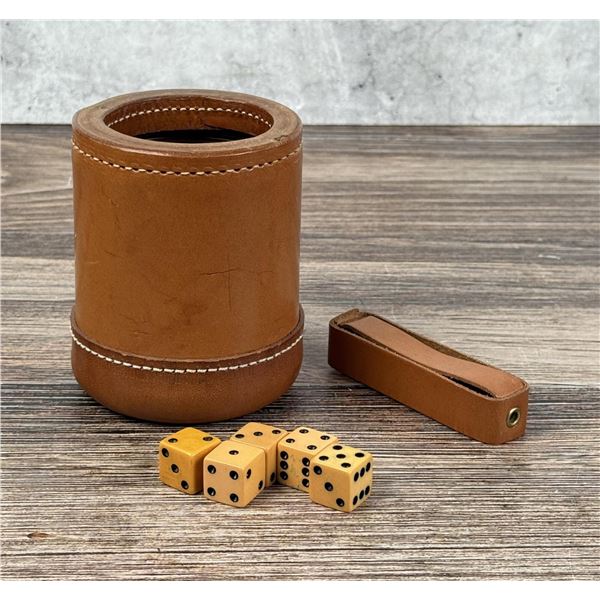 Antique Leather Gambling Dice Cup