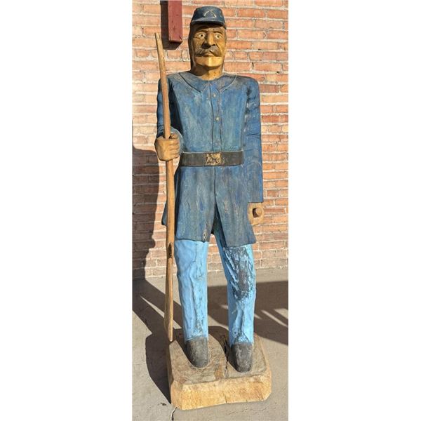 Folk Art Life Size Carved Indian Wars Soldier